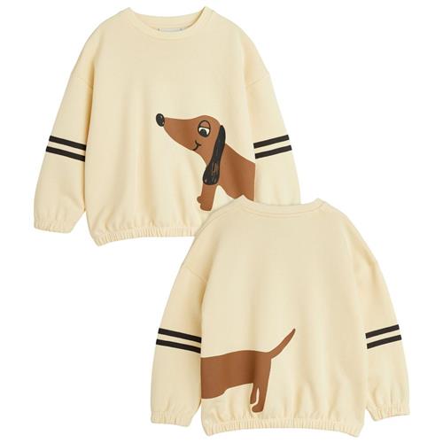 Mini Rodini Stribet sweatshirt med hundeprint i Beige | Beige | 104/110 cm