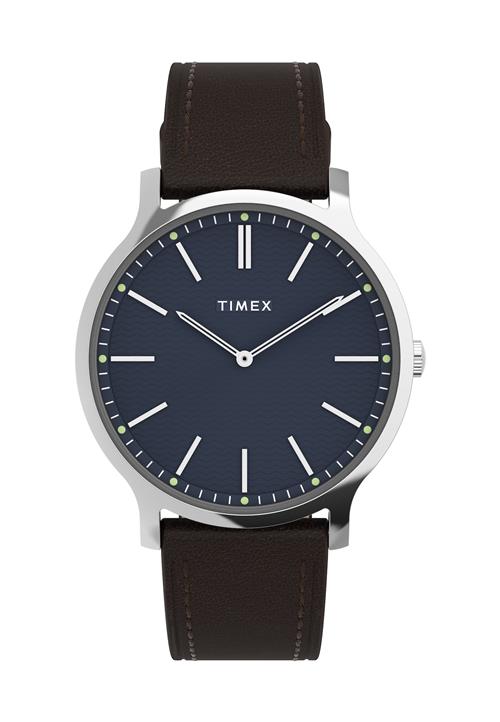 TIMEX Analogt ur  navy / brun / sølv