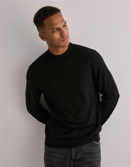 Selected Homme Slhtray Ls Knit Merino Mock Neck No Pullovers Sort