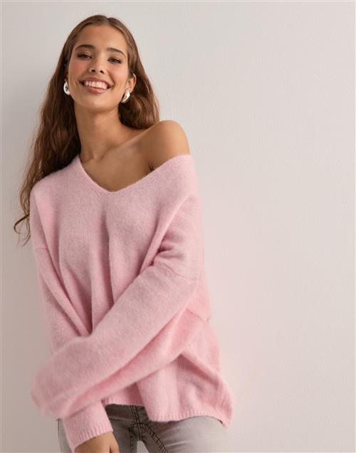 Pieces - Pink - Pcpam Ls V-Neck Oversize Knit Bc