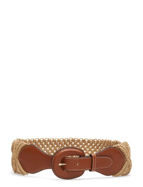 Lauren Ralph Lauren Leather-Trim Corded Macramé Wide Belt Lauren Ralph Lauren Brown