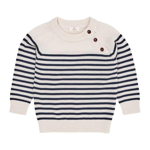 Copenhagen Colors Merino Classic Striped Pullover Cream/Navy Stripe 86 cm  Creme  86 cm  Unisex
