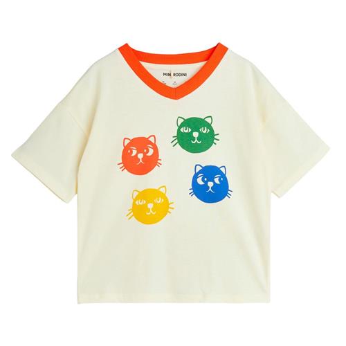 Se Mini Rodini Cool Cats T-Shirt Offwhite | Hvid | 92/98 cm ved Babyshop