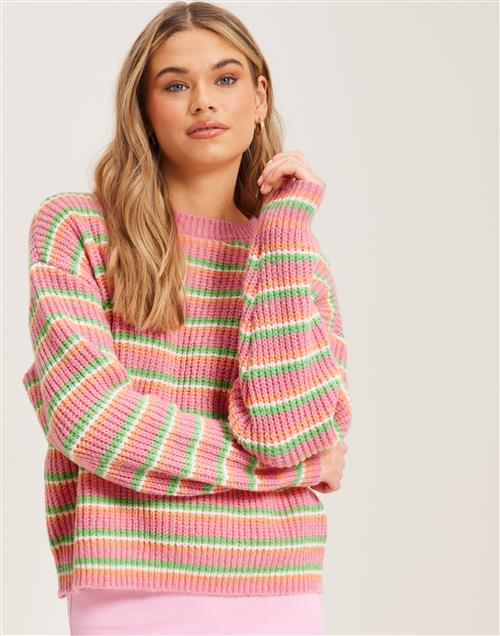 Pieces - Pink - Pcbina Ls O-Neck Knit Bc