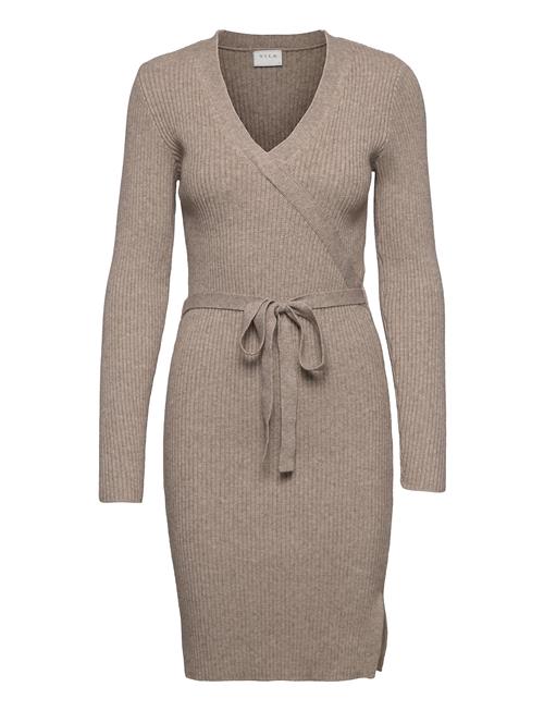 Vila Viril Wrap L/S Knit Dress - Noos Vila Beige