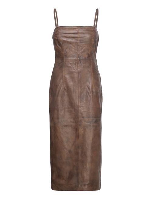 REMAIN Birger Christensen Leather Pencil Dress REMAIN Birger Christensen Brown