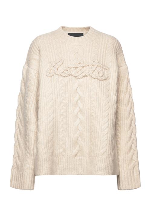 ROTATE Birger Christensen Cable Knit Logo Sweater ROTATE Birger Christensen Beige