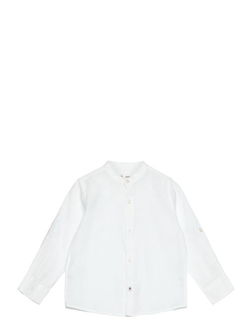 Mango Mao Collar Linen Shirt Mango White