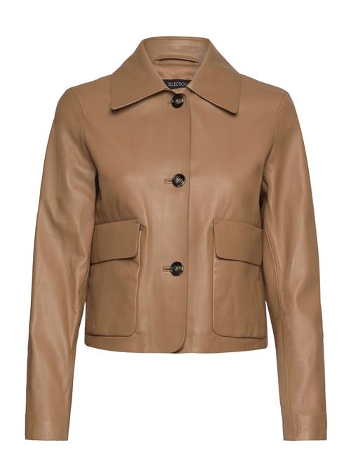 Mango 100 Leather Jacket With Buttons Mango Brown