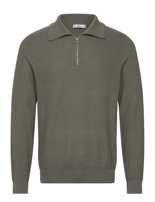 Mango Sweater With Polo-Neck Structure And Zip Mango Green