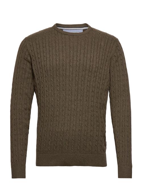 Lindbergh O-Neck Cable Knit Lindbergh Khaki