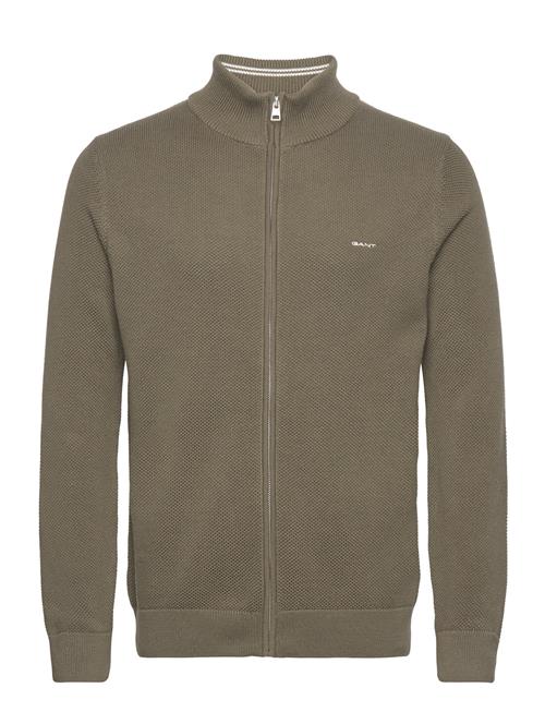 Cotton Pique Zip Cardigan GANT Khaki