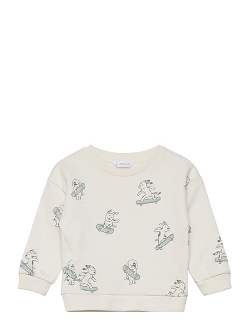 Mango Printed Cotton Sweatshirt Mango White