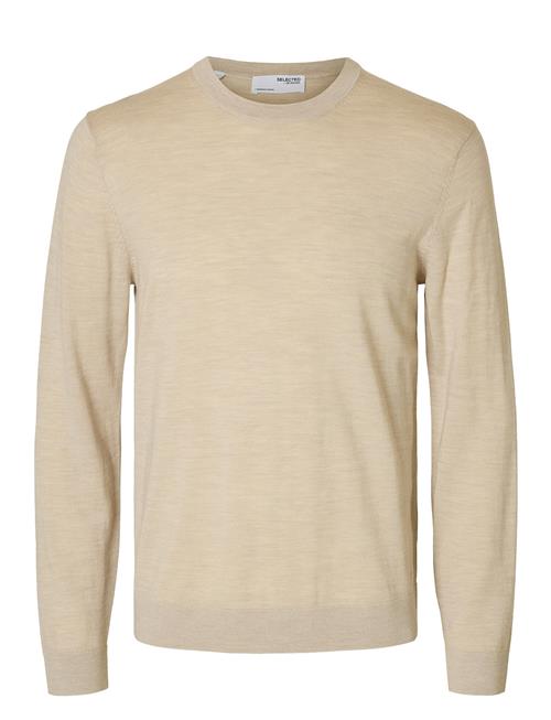 Selected Homme Slhtray Ls Knit Merino Crew Neck Noos Selected Homme Beige