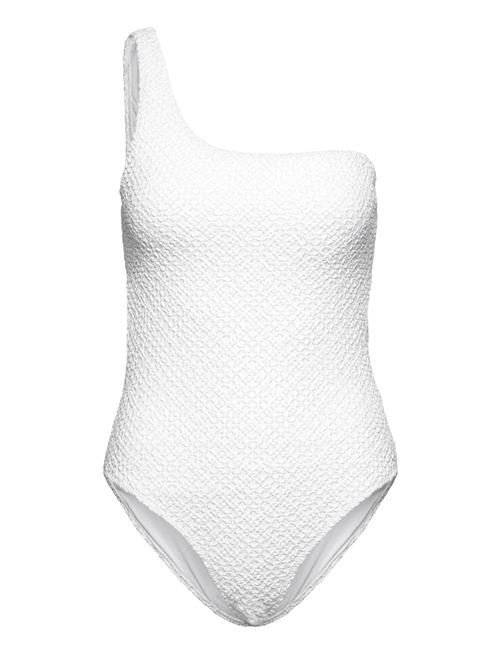 Mango Asymmetrical Textured Swimsuit Mango White