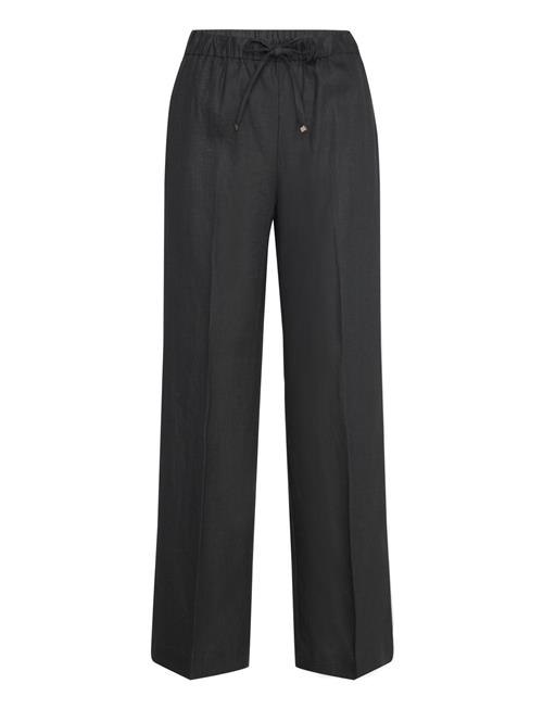 Linen-Blend Elastic Waist Trousers Mango Black