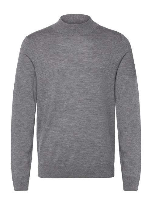 Slhtray Ls Knit Merino Mock Neck Noos Selected Grey