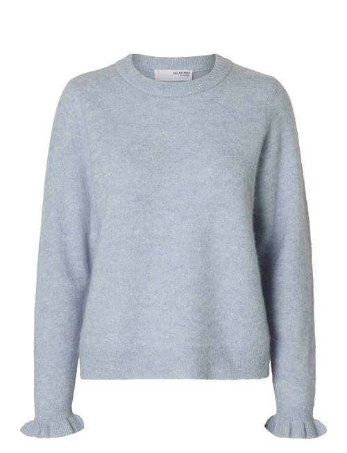 Slflulu Ls Knit Frill Cuff O-Neck Noos Selected Blue