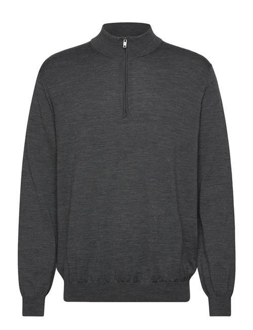 100 Merino Wool Sweater With Zip-Neck Mango Grey