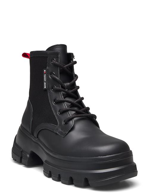 Tommy Hilfiger Tjw Chunky Lace Up Boot Mix Mat Tommy Hilfiger Black