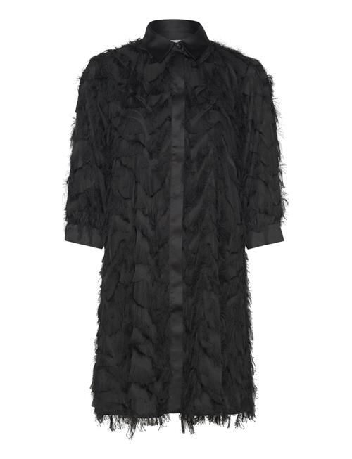 Slfmyline 3/4 Short Fluffy Shirt Dress B Selected Black
