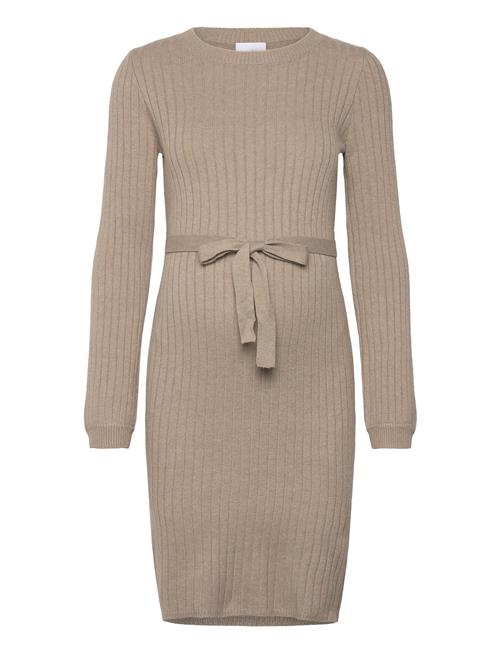 Mamalicious Mlrita L/S Knit Abk Dress Mamalicious Beige