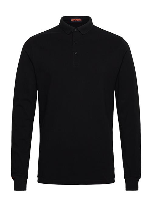 Superdry Cotton Long Sleeve Pique Polo Superdry Black