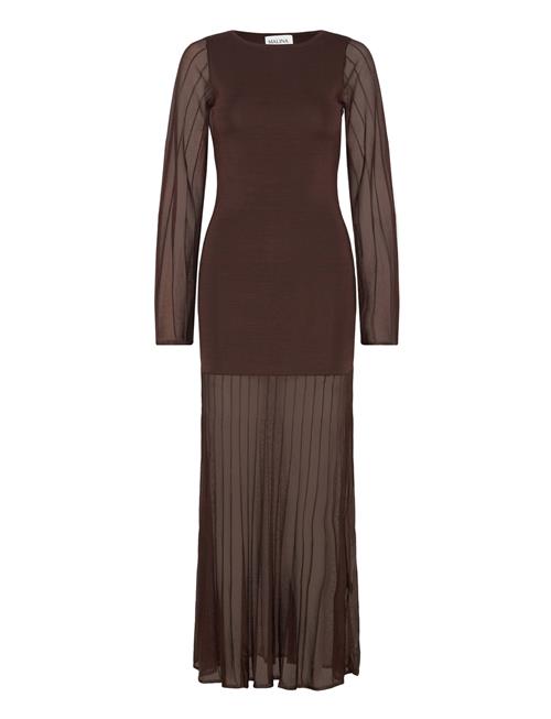 Malina Haisley Sheer Knitted Maxi Dress Malina Brown