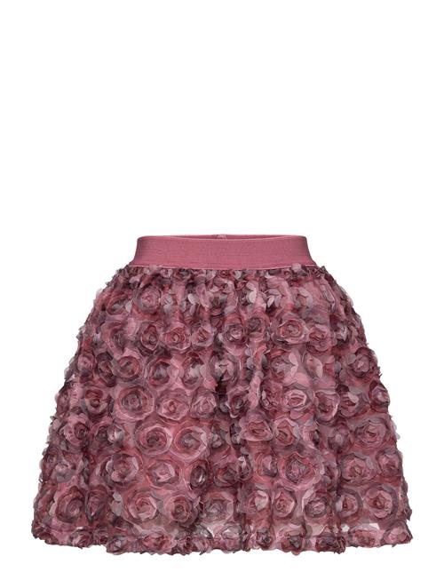 Minymo Skirt W. Mesh Flowers Minymo Pink