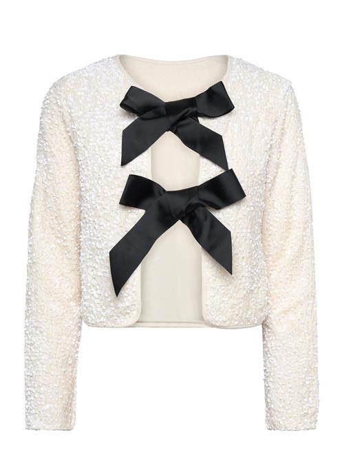 Onlanika Sequins Ls Bow Top Wvn Cs ONLY White