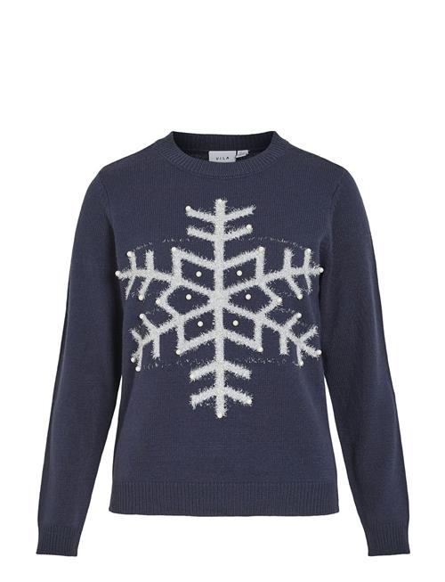 Vila Visnowflake L/S Christmas Knit/Ka Vila Navy