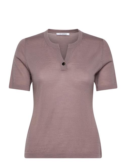 Ivo Nikkolo Merino Wool Short Sleeve Knit Top, Kendra Ivo Nikkolo Grey