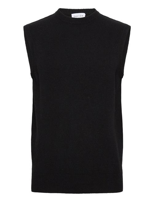 Davida Cashmere Man Classic O-Neck Vest Davida Cashmere Black