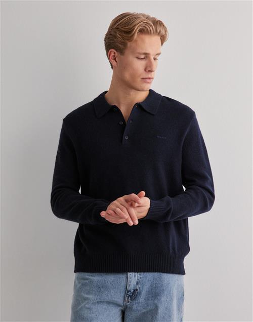 Gant Wool Blend Polo Langærmede polotrøjer Blå