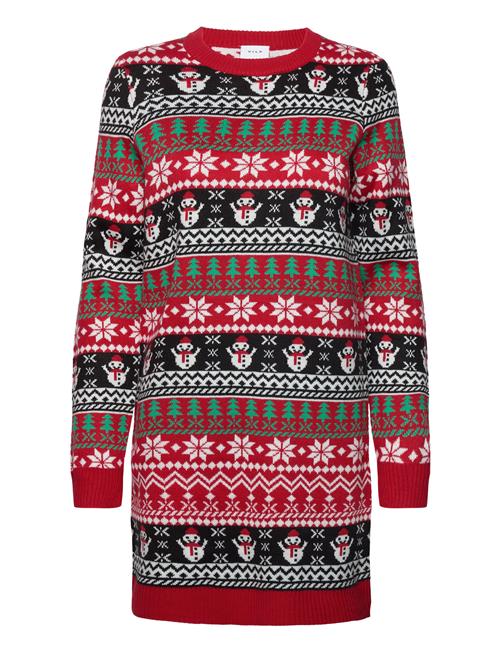 Vila Viholy L/S Christmas Knit Dress/Ka Vila Red