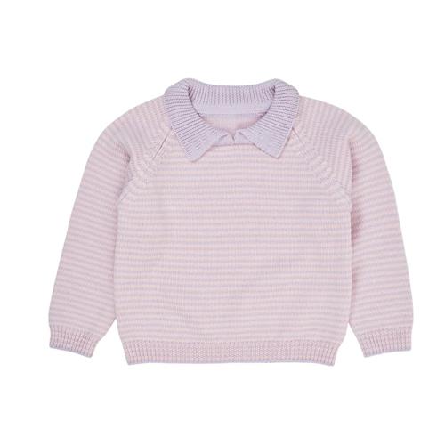 Copenhagen Colors Merino Wool Striped Bluse Lavender/Soft Pink Stripe 80 cm  Lilla  80 cm  kvinde