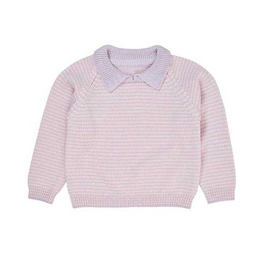 Copenhagen Colors Merino Wool Striped Bluse Lavender/Soft Pink Stripe | Lilla | 80 cm