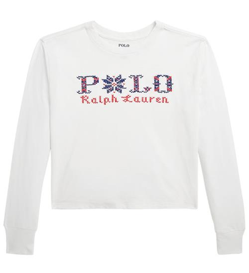 Polo Ralph Lauren Bluse - Cropped - Hvid m. Broderi