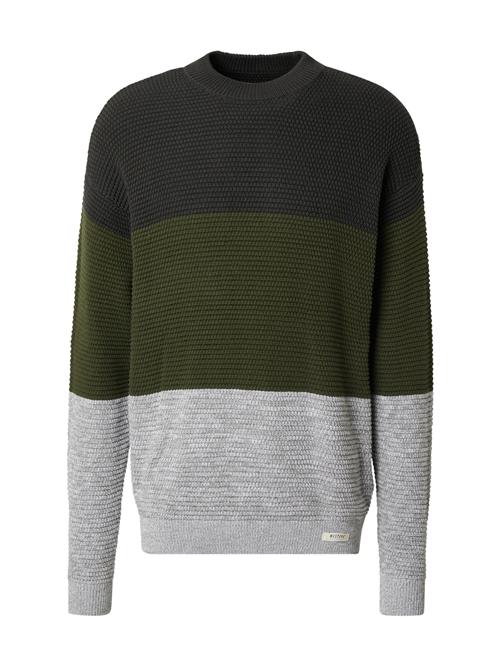 MUSTANG Pullover 'EVESHAM'  lysegrå / mørkegrå / grøn