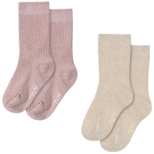 Konges Sløjd 2-Pack Rib Glitter Socks Rose & Off White | Hvid | 22-24 EU