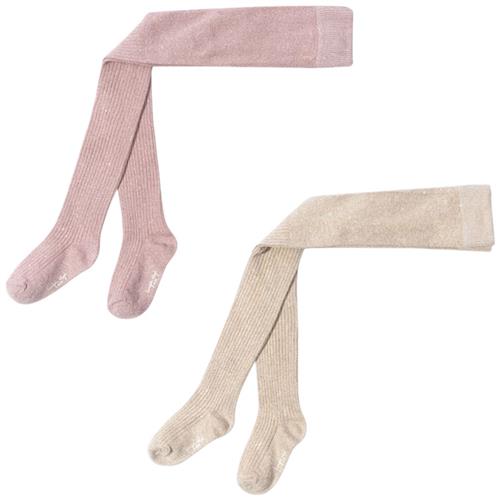 Konges Sløjd 2-Pack Rib Glitter Tights Rose & Off White | Hvid | 92/98 cm