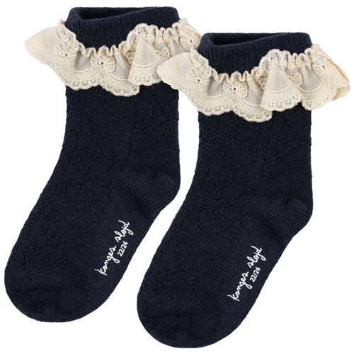 Konges Sløjd Wool Pointelle Socks Navy | Marine blå | 22-24 EU