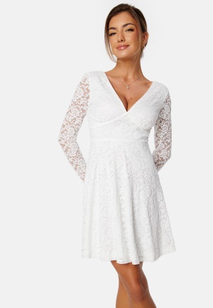 Bubbleroom Occasion Long Sleeve Lace Dress White 4XL