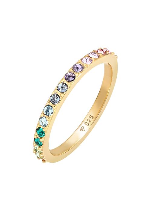 ELLI Ring 'Rainbow'  guld / smaragd / lyselilla / lys pink