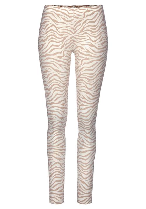 Se LASCANA Pyjamasbukser 'LAS Natural Shades Leggi'  beige / hvid ved About You