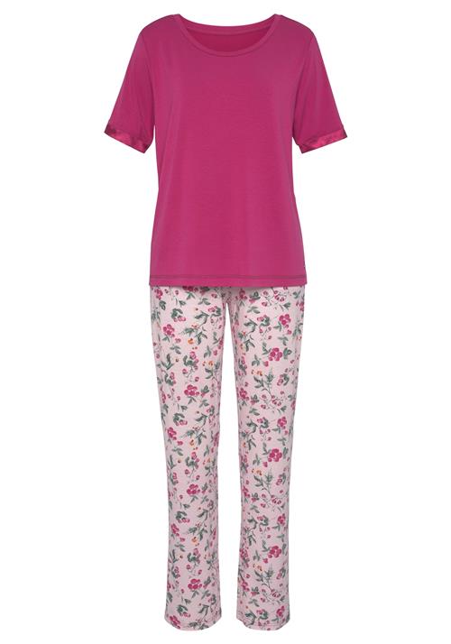 LASCANA Pyjamas 'Summer'  mørkegrøn / cyclam / mandarin / lys pink / hvid