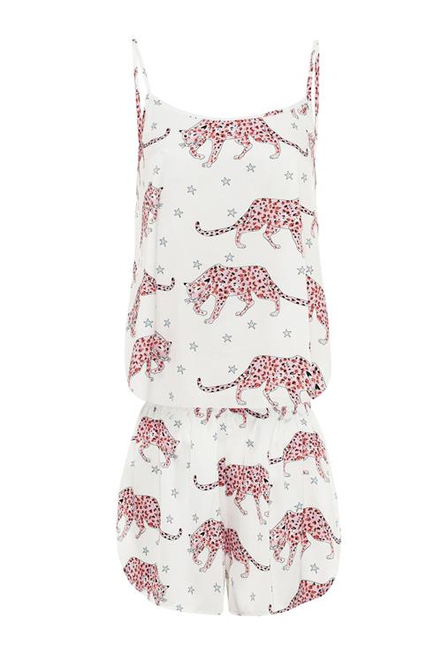 Se DENIM CULTURE Pyjamas  pastelblå / pudder / cranberry / sort / hvid ved About You