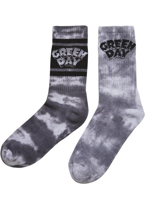 Se Merchcode Sokker 'Green Day Tie Die'  grå / sort / hvid ved About You