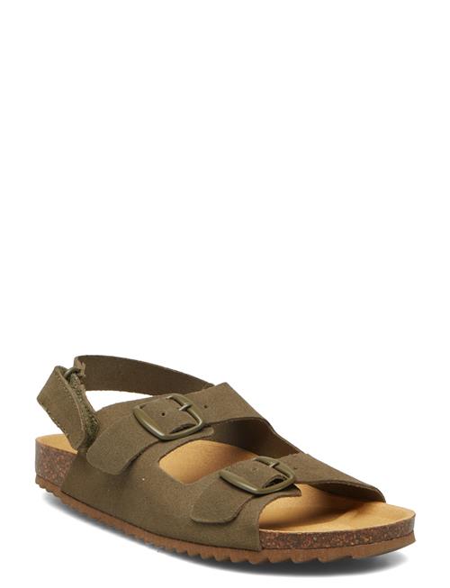 Buckle Leather Sandals Mango Khaki