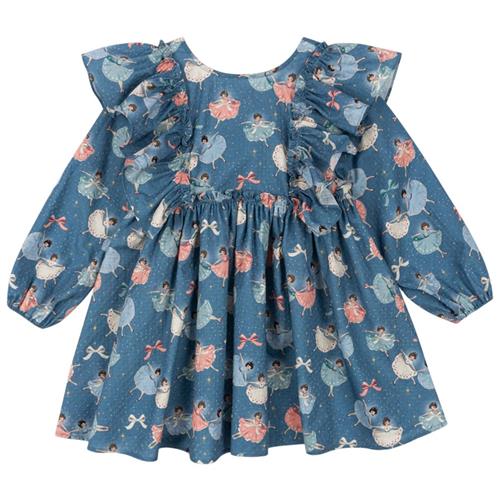 Konges Sløjd Evia Ls Bow Dress Gots - Snow Bow Ballerina | Blå | 7-8 years